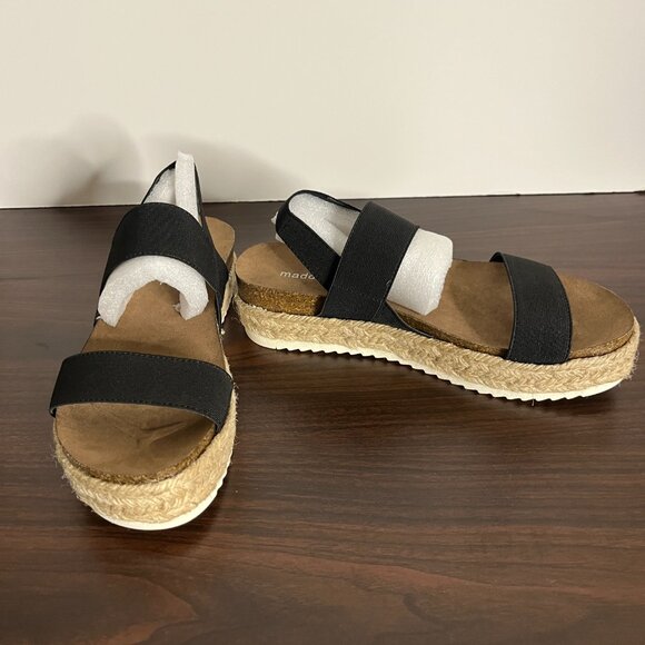Madden Girl Shoes - Madden Girl Cassie Sandals Women's Strappy Espadrille Platform Black Size 7 New